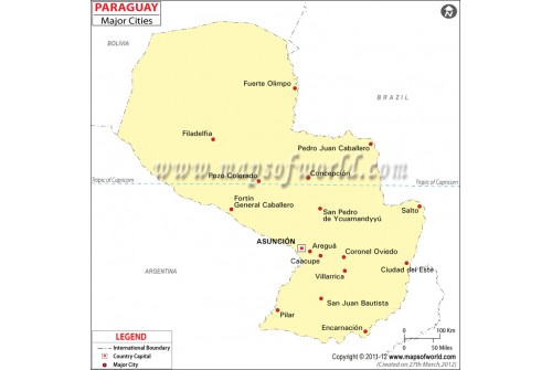 Map of Paraguay with Cities