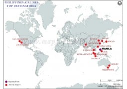 Philippine Airlines Top Destinations Map - Digital File