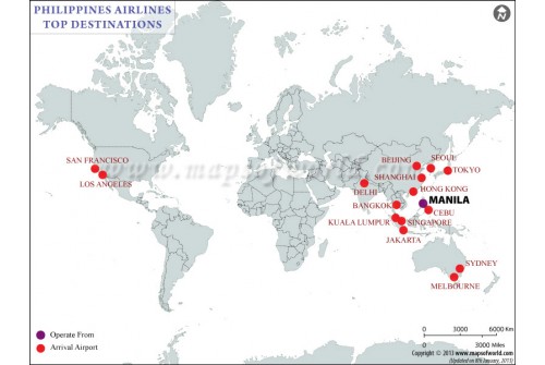 Philippine Airlines Top Destinations Map