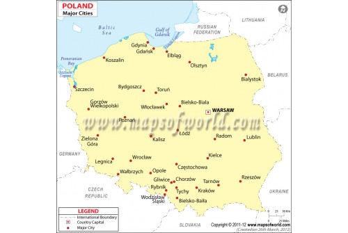 Map of Poland with Major Cities