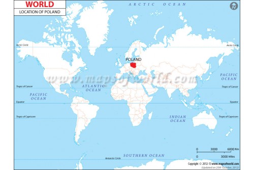 World Map Showing Poland Location