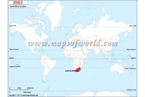 South Africa Location on World Map