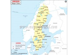 Map of Sweden with Major Cities - Digital File