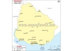 Map of Uruguay with Cities - Digital File
