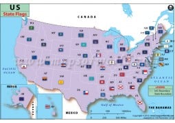 US State Flags Map - Digital File