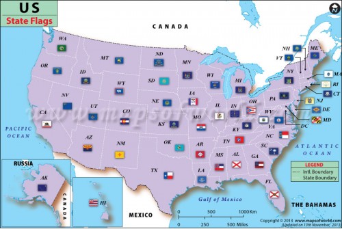 US State Flags Map