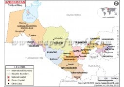Political Map of Uzbekistan - Digital File