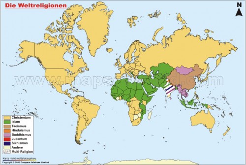 Landkarte Weltreligione (World Religion Map)