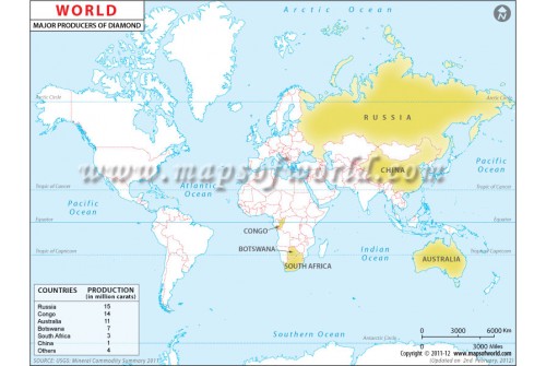 Map of World Diamond Producing Countries