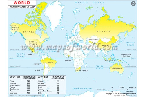 World Gold Producing Countries Map