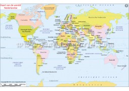 Dutch World Map (Kaart Van de Wereld Nederlandse) - Digital File
