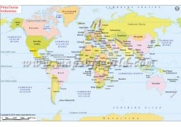 Peta Dunia (World Map In Indonesian) - Digital File