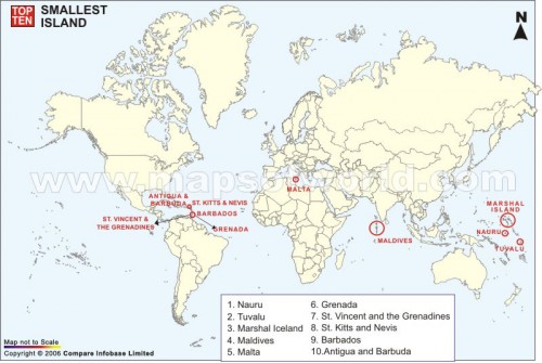 Map of Top Ten Smallest Island Countries