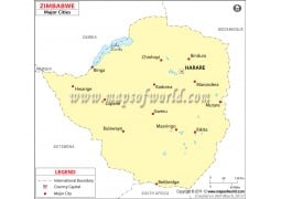 Zimbabwe Map with Cities - Digital File