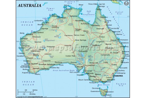 Australia Map in Dark Green Color