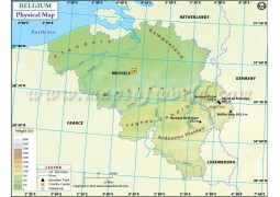 Belgium Physical Map - Digital File