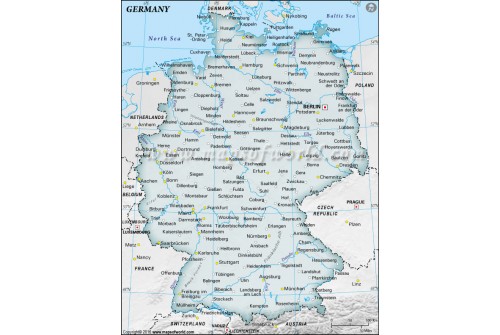 Germany Map with Cities in Gray Background