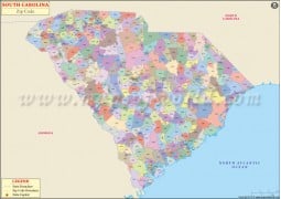 South Carolina Zip Code Map - Digital File
