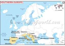 Europe Southern Region Map - Digital File