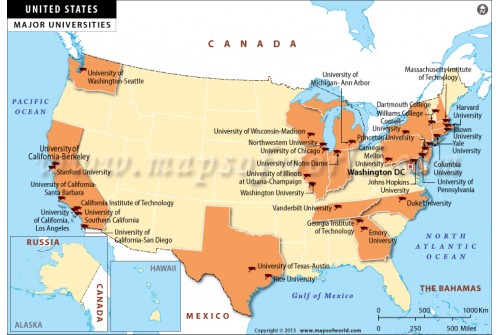 USA Major Universities Map