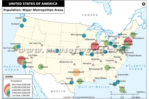 USA Metropolitan Population Map