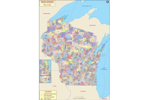 Wisconsin Zip Codes Map