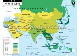 Map of Asian Countries by Forest Area - Digital File
