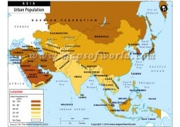 Asia Urban Population Map - Digital File