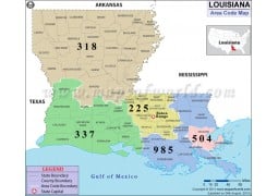 Louisiana Area Code Map - Digital File