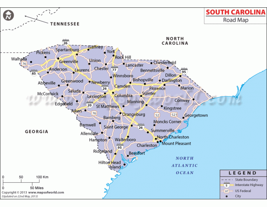 road map of south carolina Buy South Carolina Road Map