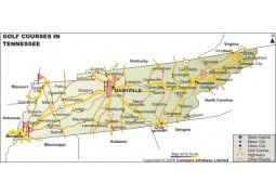 Tennessee Golf Courses Map - Digital File