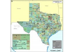 Texas Universities Map - Digital File