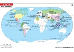 World Map: Major Earthquakes  - Digital File