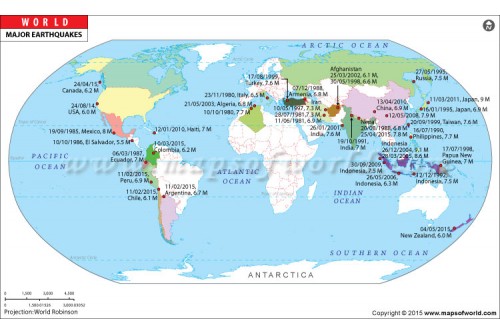 World Map: Major Earthquakes 
