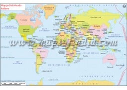 Mappa del Mondo Italiano (World Map in Italian) - Digital File