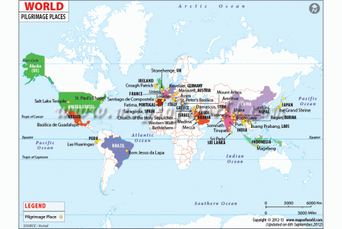 World Places of Pilgrimage Map