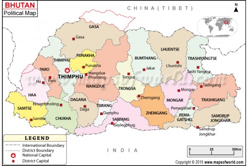 Political Map of Bhutan