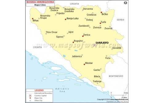 Bosnia Herzegovina Major Cities Map