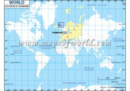 Denmark Location on World Map - Digital File