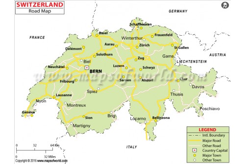 Road Map of Switzerland
