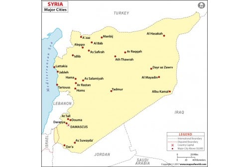 Syria Map with Cities