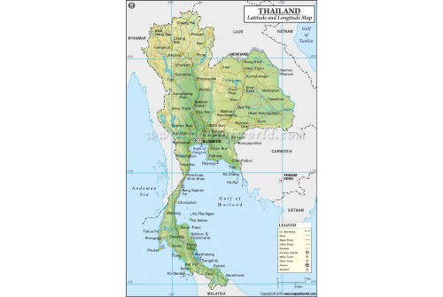 Thailand Latitude and Longitude Map