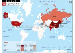 World Map of Top Ten Countries with Largest Armies - Digital File