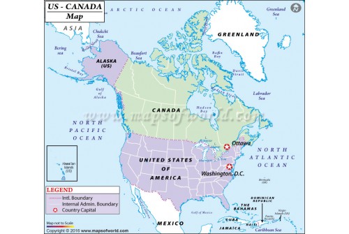 Map of USA and Canada