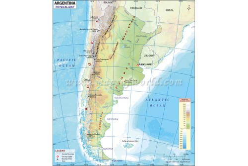 Argentina Physical Map 