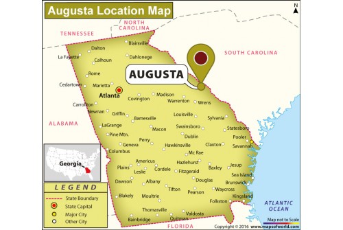 Location Map of Augusta, Georgia