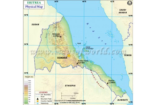 Physical Map of Eritrea