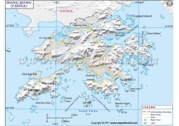 Hong Kong Physical Map in Gray Color - Digital File