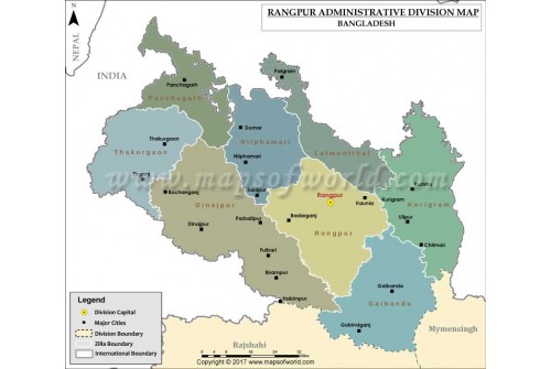 Rangpur Division Map, Bangladesh