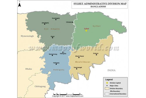 Sylhet Division Map, Bangladesh